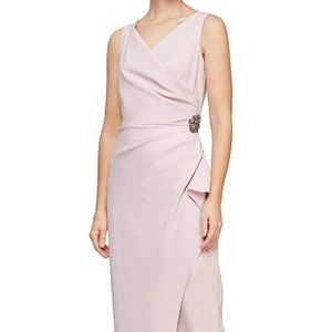Alex Evenings Embellished Side Drape Column Gown Sz. 14 - Blush
